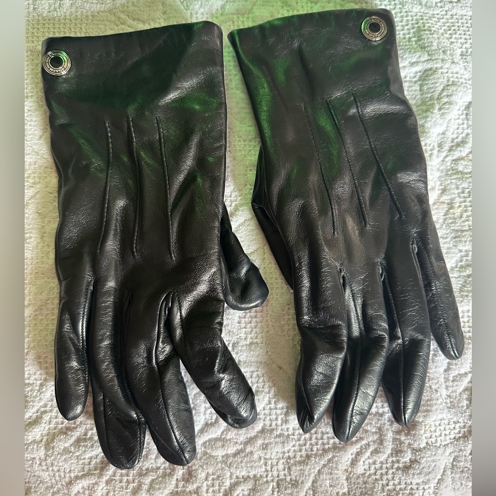 Coach Black Leather Gloves Sz 7.5